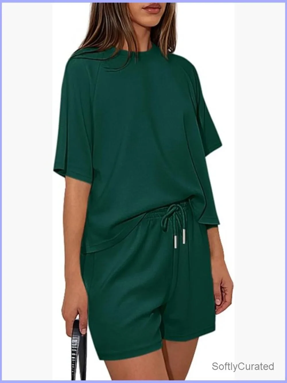 2 Piece Lounge Set Short Sleeve Top Shorts Matching Outfit